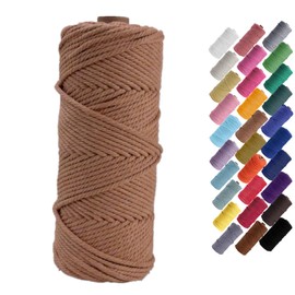 Binwat Macrame Cord Natual Macrame Cotton Cord DIY Craft Cord Spool Twine Rustic String Cotton Rope for Wall Hanging,Plant Hangers,Crafts,Knitting,Decorative Projects 3mm x100m