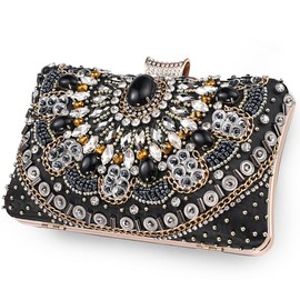 [TONG YUE] Party Bag, Wedding Bag, Women's, Clutch Bag, 3-Way Mini Bag, Formal Handbag, Shoulder Bag, Chain Bag, Wedding, Reception, Black