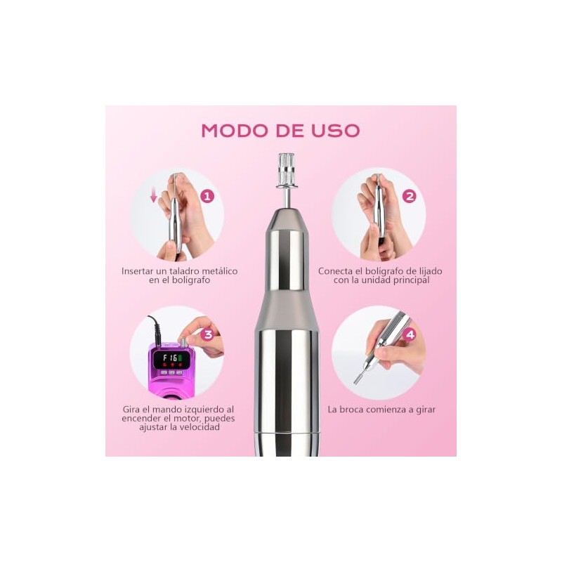 Drill para Uñas Profesional, 45000 RPM Drill para Uñas