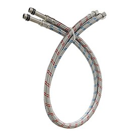 24-Inch Long Faucet Connector Braided Stainless Steel Supply Hose 3/8-Inch Female Compression Thread x M10 Male Connector, x 2 Pcs (1 Pair)