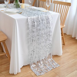 CHUQING Table Runner Chiffon White Table Decoration Birthday Elegant White Wedding Transparent Table Runner, 70 x 300 cm