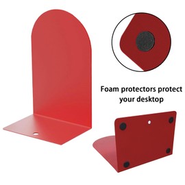 MerryNine Metal Book Ends, 2 Pack Red Bookends for Shelves, Book Holder for Heavy Books, Book End for Kids Books, Decoration Bookend for Home Office (2, Red)