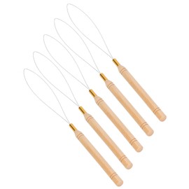 5 Tufting Tools Threader Wooden Handle Threader Beading Hine Wooden Handle Needle Kit5PCS Needle Kit Slip Beech Handle Pulling Hook Needle for Tufting