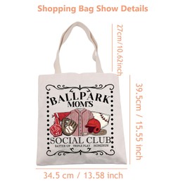 Lywjyb Birdgot BallPark Mama's Baseball Social Club Tote Bag Baseball Shopping Bag Baseball Mom Gift for Mother Girl (BallPark Tote)