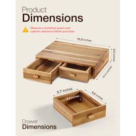 Tinamo Acacia Wood Coffee Pod Storage Box, 30 Pod Capacity, Coffee Pods and Tea Organizer Holder, K Pod Drawer Coffee Maker Machine Stand, for K-Cup Drawer Organizer Under Brewer (Acacia, 2 drawer)