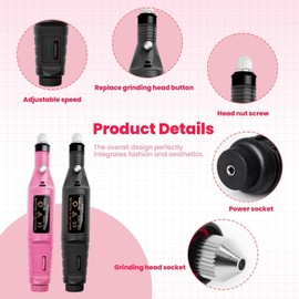 Limas De Uñas Eléctricas Kit De Manicura Y Pedicura Eléctrico Portátil Taladro Profesional Para Uñas Acrílicas Y Gel, Pulidora De Uñas, Máquina De Modelado Para Mujeres Y Niñas