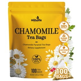 Chamomile Tea Bags 100 Count, Chamomile Flower Herbal Tea with Sugar-Free, Caffeine-Free