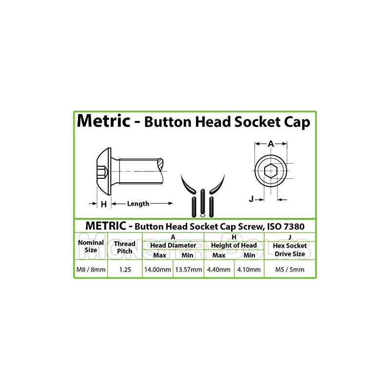 MonsterBolts - M8 x 35mm Button Head Socket Cap Screws,