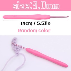 3 mm Crochet Hook, Aluminum Soft Grip Rubber Handle Needles Ergonomic Knitting Needles Crochet Needle for Beginners and Handmade DIY Knitting Crochet (3 mm)