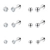 Dochais 6 Pcs Titanium Earrings Silver for Mens Womens Earring