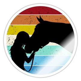 Spreadshirt Horse Girl Retro Vintage Look Statement Sticker 10 x 10 cm Glossy White