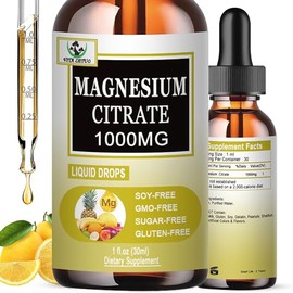Gotas líquidas de citrato de magnesio, suplemento de magnesio líquido de alta absorción para dormir, apoyo muscular y cardíaco, citrato de magnesio 10