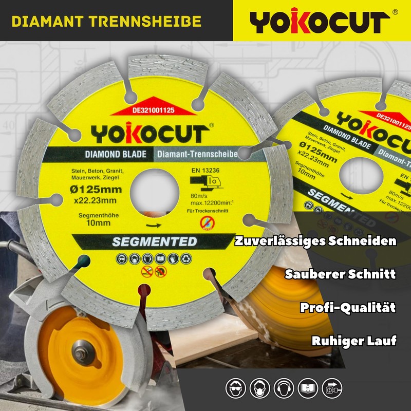 YOKOCUT Diamond Cutting Disc 125 mm, Diamond Cutting Disc Set