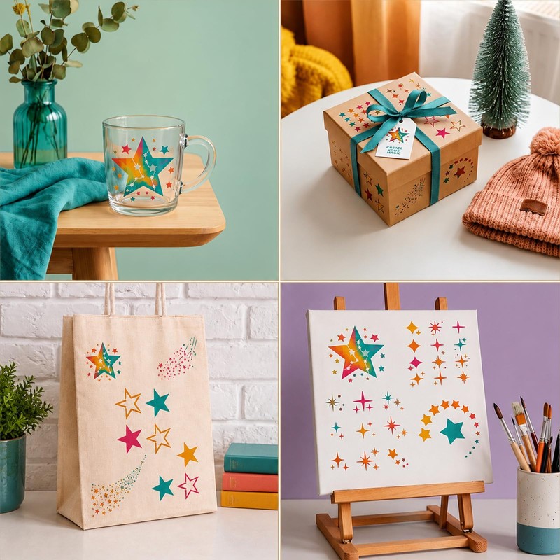 25Pcs Star Stencils for Painting, Reusable Stencils for Crafts