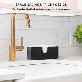 Black Guest Towel Holder for Bathroom, Wood Upright Napkin Holder for Kitchen Dining Table, Disposable Paper Hand Towel Holder, Napkin Dispenser for Countertop