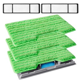 KEEPOW Reusable Mop Pads Refills, Mop Replacement Pads Compatible with Shark Vac Mop VM252 VM200 VC205 VM250 /QM250 VM190 VM200P12, Hardwood Floor Mop Pad with Upgraded Dirt Chamber (1+2+3 Pads)