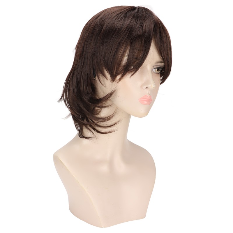 Men Wig Short Brown Straight Breathable Inner Mesh Soft Fluffy