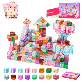 SILYMOLY Magnetic Blocks Candy Land Edition, Magnetic Tiles Building Blocks Boys & Girls Toys Age 3-5 4-8 5-7 Sensory Gift for Kids，Magnets Cubes，Upgraded STEM Gift 1.2 Inches