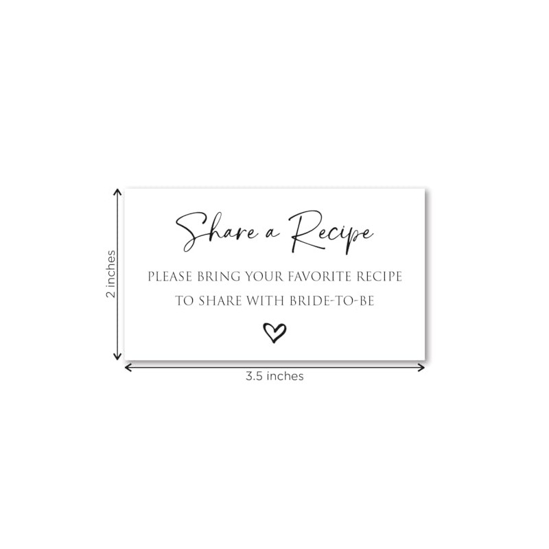 Bridal Recipe Request Cards - 48 Cards