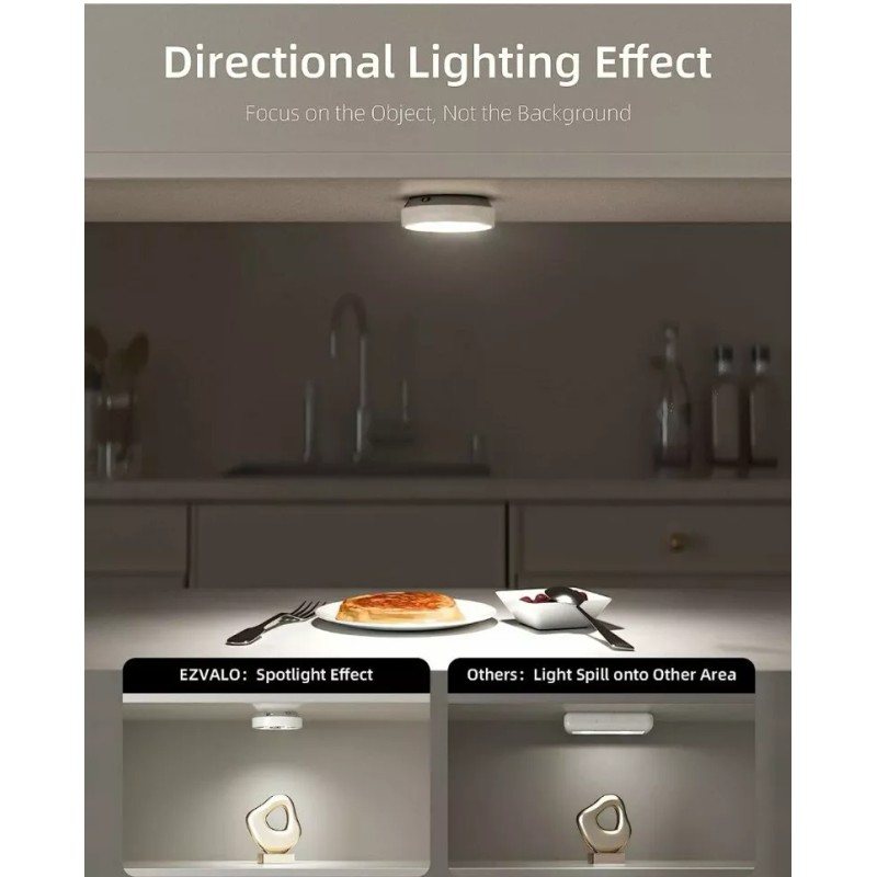 EZVALO Puck Lights with Remote Control Rechargeable LED Puck Lights