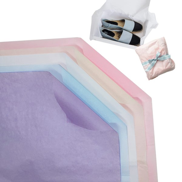 LENARON Tissue Paper, Flower Paper, Wrapping Paper, 5 Colors, 50