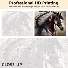 TUMOVO Native American Horse Paint by Number Kits, Paint by Numbers for Adults Kids Beginner, Indians War Horse Oil Painting by Numbers on Canvas with Brushes and Pigment, 16x20 Inch, Frameless