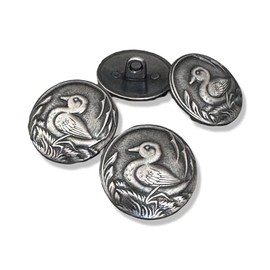 Pack of 10 Silver-Coloured Metal Buttons Duck Motif Costume Button 15 mm or 20 mm (20 mm)