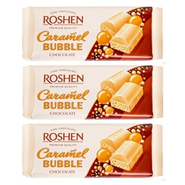 Roshen "Aerated" Fine Caramel Bubble Chocolate Bar, Kosher and Halal (2.81 oz/80 grams) Pack of 3
