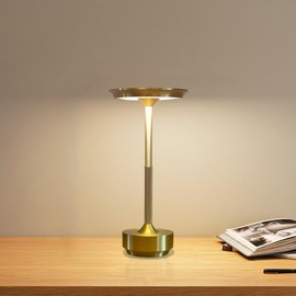 Kipliko Ecolume Cordless Table Lamp,LED Portable Battery Operated Lamp, Dimmable Stepless 3-Color LED with Memory Function. Portable for Home Office/Dinner/Restaurant/Living Room.(Gold)