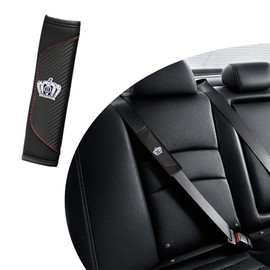 Soft Auto Seat Belt Cover, Diamond Crown Gear Shifter Cover, Car Seat Belt Strap Cushion, Car Seat Belt Shoulder Cover Protector, Carbon Fiber Leather Car Seat Belt Cover (Black)