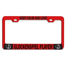 Custom Brother - Keep Calm and Love Glockenspiel Player Red Steel Auto SUV License Plate Frame License Tag Holder, P5