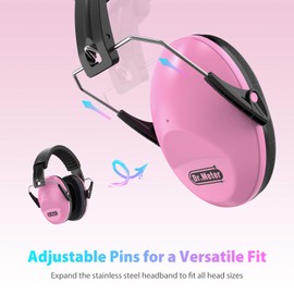 Dr.meter Ear Defenders Children, Children Ear Defenders SNR 27dB Protective Earmuffs with Noise Blocking Children Ear muffs for Sleeping Studying Adjustable Head Band pink