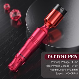 Wireless Tattoo Gun Kit for Beginners - Rotary Machine Set with 1500mAh 2H Fast-Charge Battery & RCA Supply - Portable All-in-One Tattoo Equipment Complete with Ink & Needles (Kulwoyi)