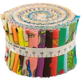 CraftsFabrics 2.5'' x 44'' 20pcs Colorful Animals Jelly Rolls Strips 100% Cotton Pre-Cut Fabric for Children's Quilting, Scrapbooking, Sewing, Arts & Crafts, Patchwork