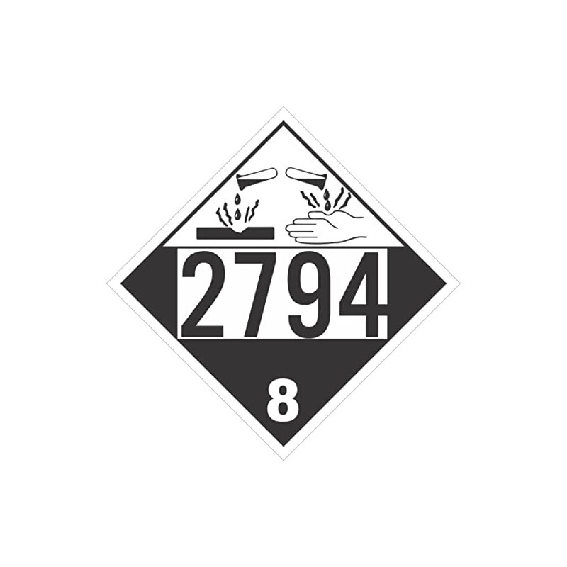 GC Labels-P303c2794, Corrosive Class 8 UN2794 Removable Vinyl DOT Placard,