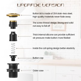 Garbage Disposal Air Switch Kit Sink Top Waste Disposal Long Stainless Steel Golden Brushed On/Off Air Button Food and Waste Disposals Part by Etoolcity UL Listed