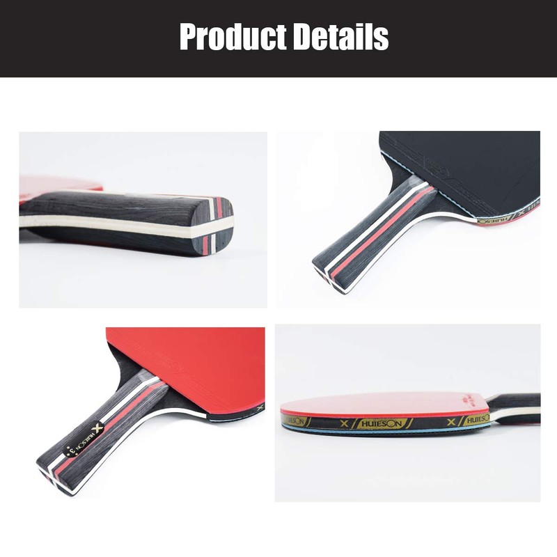 Ping Pong Paddle Set, Table Tennis Racket, Premium Rubber and