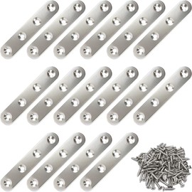 16 Pack 3 Inch Straight Flat Brace, Stainless Steel Flat Mending Plates, Repair Brackets for Wood Furniture with Screws