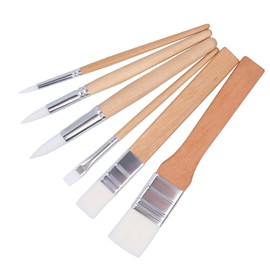 CHENLONB Paint Brushes Paint Supplies Brushes Nylon Flat Round Short Bristle Brush Multi-Purpose Portable Oil Painting Watercolor Acrylic Paint for Adults & Kids Set of 6 (White)