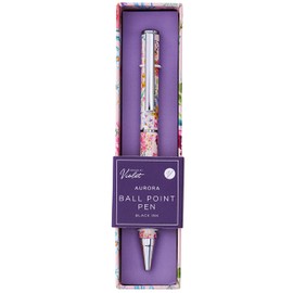 Design By Violet Aurora Single Pack Pen – Elegant Peach Ballpoint Pen with Floral Pattern & Clip – Stylish Gift for Writers & Stationery Lovers, Perfect for Birthdays & Special Occasions