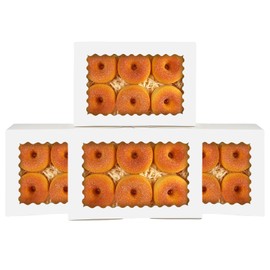 Gcardist 15Pcs White Cookie Box with Window 22.9x15.2x6.4cm Pastry Macaron Bakery Box for Packaging (9x6x2.5 inch)