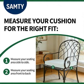 SAMTY 20x20 inch Patio Chair Cushions Non Slip Bottom Chair Pad with Ties Waterproof Square Outdoor Seat Cushion Replacement for Garden Swing Furniture Set of 2, White