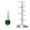 Yellow Gold Flashed Sterling Silver Created Emerald Leverback Earrings