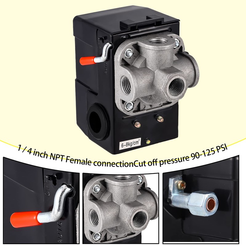 Peryiter 4 Pcs Air Compressor Pressure Switch Control Valve 90-125psi
