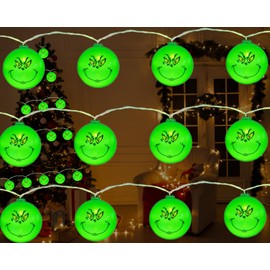 Hefnoya Green Christmas String Lights -10 Ft 20 LED Battery Powered String Lights, Holiday Party for Grinchmas Christmas Decorations Indoor Outdoor for Home, Garden, or Christmas Tree