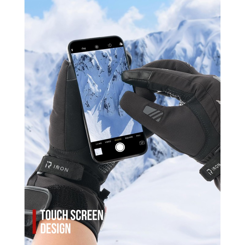 RIDEIRON Motorcycle Gloves, Winter, Water Resistant, Smartphone Compatible, Motorcycle Gloves,