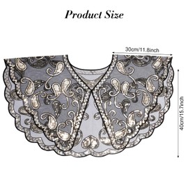 Fumwase 1920s Shawl Wraps Sequin Beaded Evening Women's Flapper Shawl Bridal Shawls Flapper, Black Gold, Standard