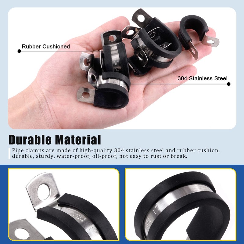 Glarks 84Pcs Stainless Steel Cable Clamps Assortment Kit - 7