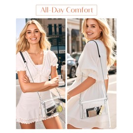 BS-VOG Clear Purse for Women, Clear Bag for Stadium Events, Crossbody Bag Stadium Approved for Sports Concerts Outfits