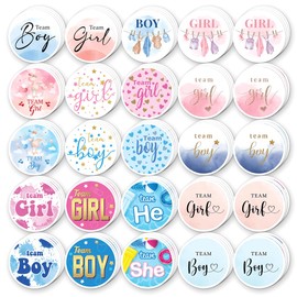 Pack 90 Pcs Team Boy Or Team Girl Stickers for Gender Reveal Party Favors Kids Boys Girls Toddlers Baby Shower Funny Cute Aesthetic Sticker Round Waterproof Small Vinyl Decals